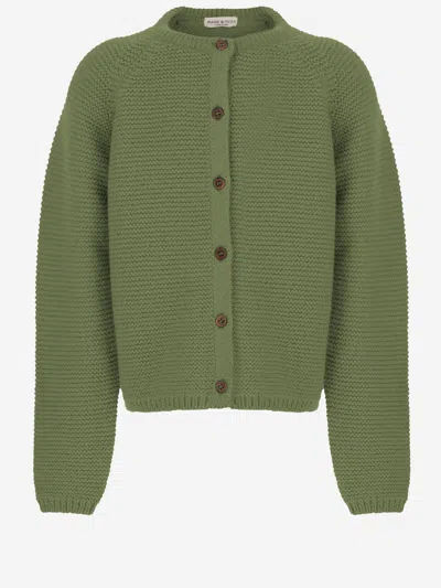 Babe And Tess Babe & Tess Alpaca Blend Knit Cardigan In Green