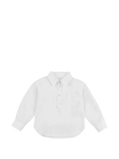 Babe And Tess Babies' Chest-pocket Long-sleeve Shirt In White