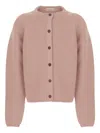 Babe And Tess Crew-neck Button Cardigan In Pink