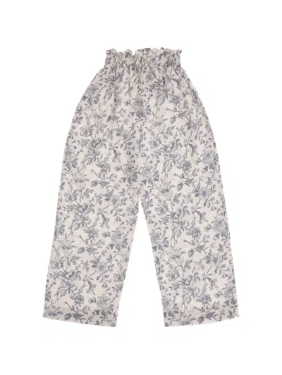 Babe And Tess Kids' Elasticated Floral Trousers In Neutral