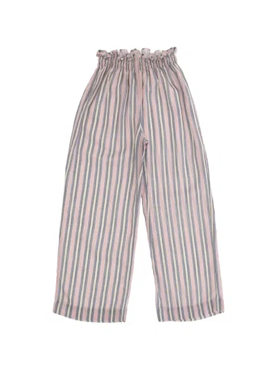 Babe And Tess Kids' Elasticated Striped Trousers In Pink
