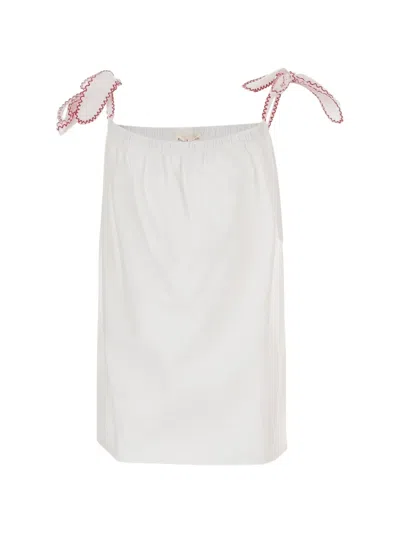 Babe And Tess Kids' Embroidered-straps Cotton Top In White