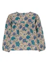 Babe And Tess Floral Cotton Blouse In Green