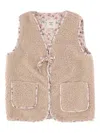 Babe And Tess Floral-lined Fleece Vest In Neutral