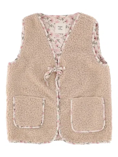 Babe And Tess Kids' Floral-lined Fleece Vest In Neutral
