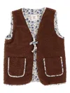 Babe And Tess Floral-print Gilet In Brown