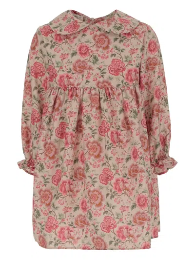 Babe And Tess Kids' Floral-print Round-collar Dress In Multi