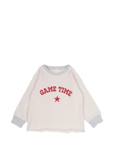 Babe And Tess Kids' Game Logo-print Raw-cut Cotton Sweatshirt In White