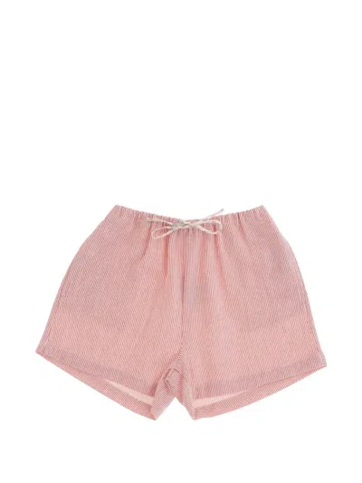 Babe And Tess Kids' Striped Drawstring Shorts In Pink