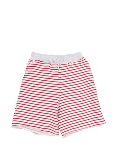 Babe And Tess Kids' Tazio Striped Cotton Shorts In Red