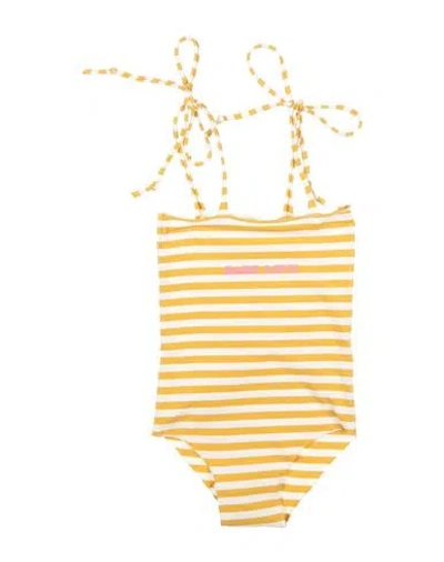 Babe And Tess Babies' Babe & Tess Toddler Girl Bodysuit Ocher Size 4 Cotton, Elastane In Yellow