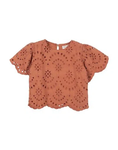Babe And Tess Babies' Babe & Tess Toddler Girl Top Tan Size 3 Cotton In Brown