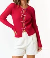 Babe Bow Cut Sweater In Red In Red