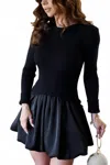 Babe Reney Sweater Bubble Mini Dress In Black In Black