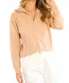 Babe Textured Half Zip Sweater In Camel In Brown
