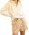 Babe Textured Half Zip Sweater In Cream