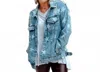 Babe Wholesale Co. Denim Rocker Jacket In Blue In Blue