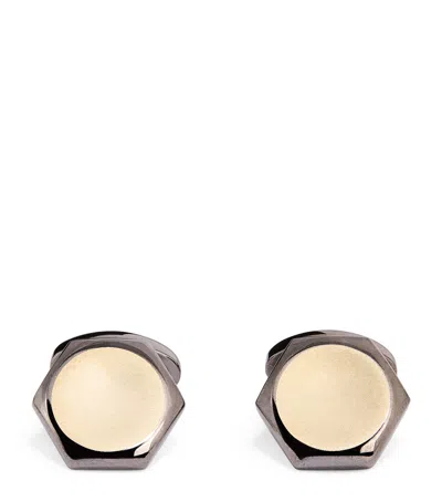 Babette Black Rhodium-plated Hexagon Cufflinks