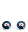 Babette Enamel Thread-detail Round Cufflinks In Blue