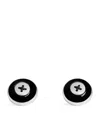 Babette Rhodium-plated Enamel Button Cufflinks In Black