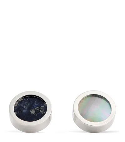 Babette Rhodium-plated Reversible Disc Cufflinks In Ivory
