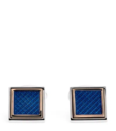 Babette Rhodium-plated Square Cufflinks In Blue