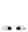 Babette Rhodium-plated Stone Bar Cufflinks In Silver