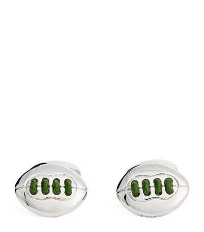 Babette Thread-detail American Football Cufflinks In Silver