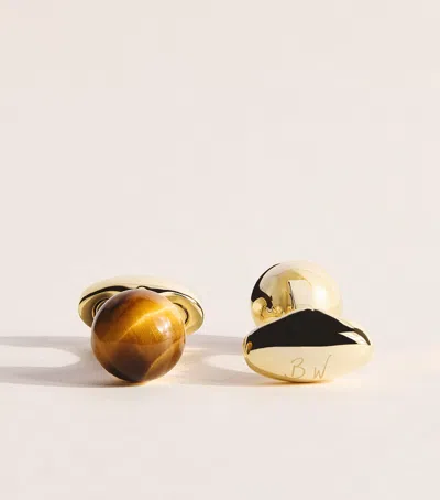 Babette Wasserman Chakra Power Orb Tigers Eye Cufflinks In Gold