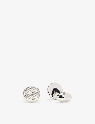 Babette Wasserman London Woven-detail Round Rhodium-plated Cufflinks