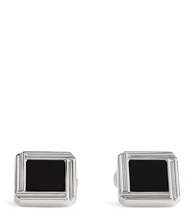 Babette Wasserman Rhodium-plated Celtic Onyx Cufflinks In Black