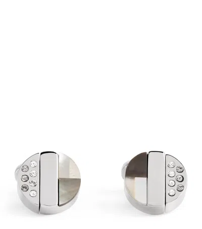 Babette Wasserman Rhodium-plated Rotary Cufflinks In Silver