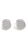 Babette Wasserman Rhodium-plated Woven Round Cufflinks In Green