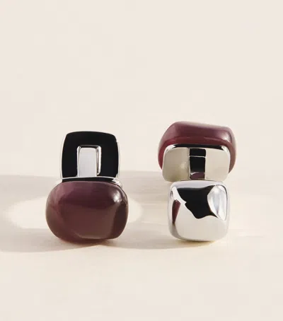 Babette Wasserman Rhodium-plated Cat's Eye Twist Square Cufflinks In Purple
