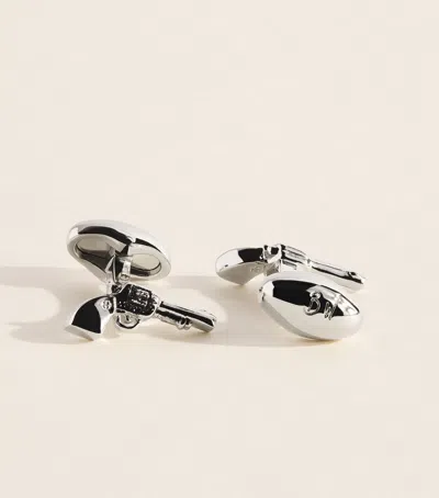 Babette Wasserman Rhodium-plated Pistol Cufflinks In Silver