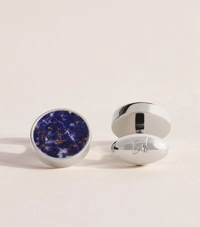 Babette Wasserman Rhodium-plated Sodalite Deco Cufflinks In Blue