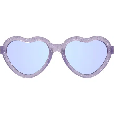 Babiators Kids' Small 46mm Mirrored Shimmer Heart Sunglasses In Blue