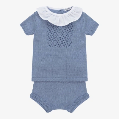Babidu Blue Knitted Baby Shorts Set