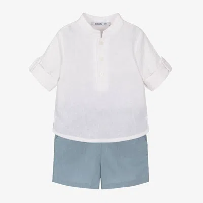 Babidu Babies' Boys Blue Linen & Cotton Shorts Set
