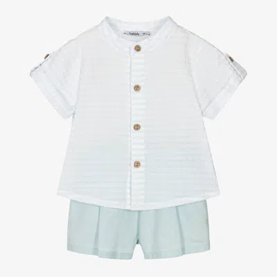 Babidu Babies' Boys Blue Linen & Cotton Shorts Set