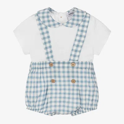 Babidu Babies' Boys White & Blue Gingham Shorts Set