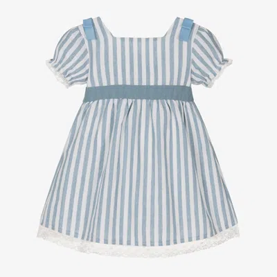 Babidu Kids' Girls Blue Stripe Linen & Cotton Dress