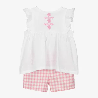 Babidu Kids' Girls Pink Check Cotton Shorts Set