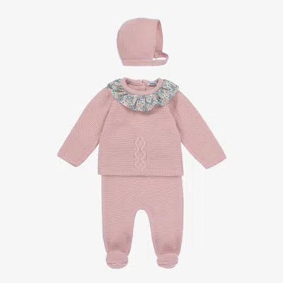 Babidu Girls Pink Knitted Babysuit Set