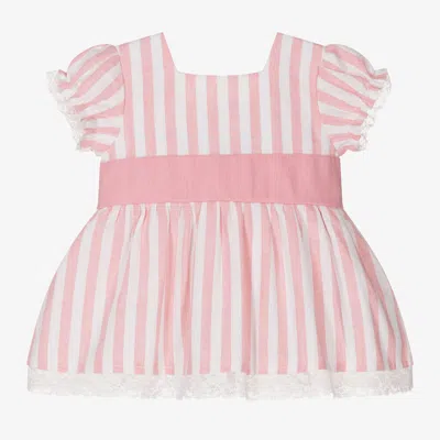 Babidu Babies' Girls Pink Striped Linen Dress
