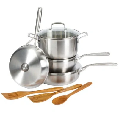 Babish 10-piece Professional Tri-ply Stainless Steel Cookware Set In Silver