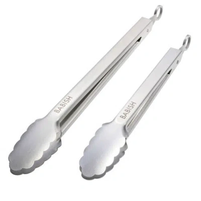 Babish 12 Inch & 9 Inch Locking Kitchen Tong Set, Stainless Steel In Silver