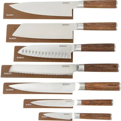 Babish 14-piece Forged Pakka Wood Kitchen Knife Set With German Steel And Sheaths In Brown