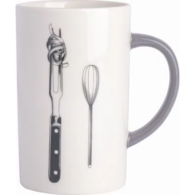 Babish 15 Ounce Tall Fine Ceramic Fork And Whisk Mug In White