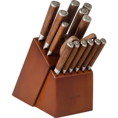 Babish 15-piece High Carbon German Steel Forged Knife Block Set With Pakka Wood Handles In Brown